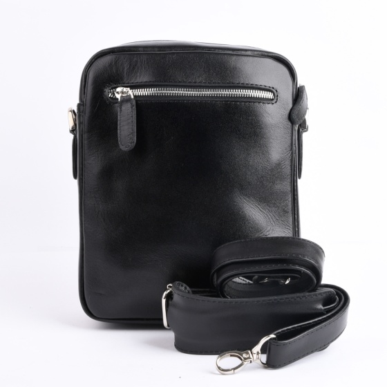 کیف کراس بادی مردانه طرح هامون چرم ساده مشکی