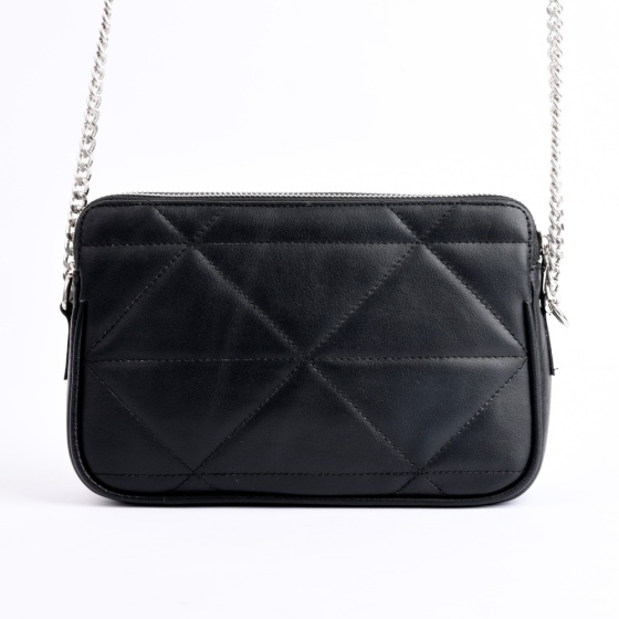 کیف دوشی زنانه چرم طرح ملودی چرم ساده مشکی