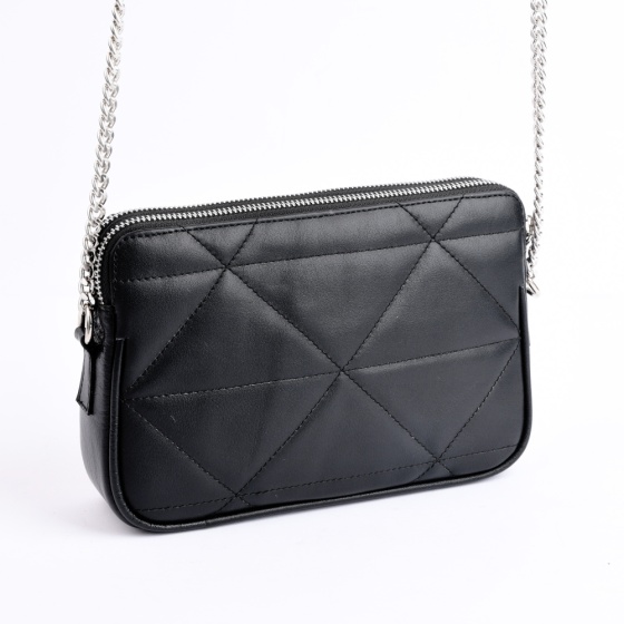 کیف دوشی زنانه چرم طرح ملودی چرم ساده مشکی