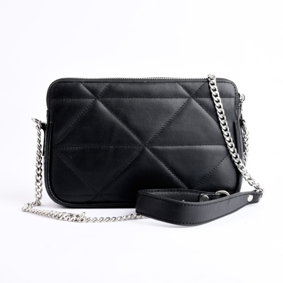 کیف دوشی زنانه چرم طرح ملودی چرم ساده مشکی