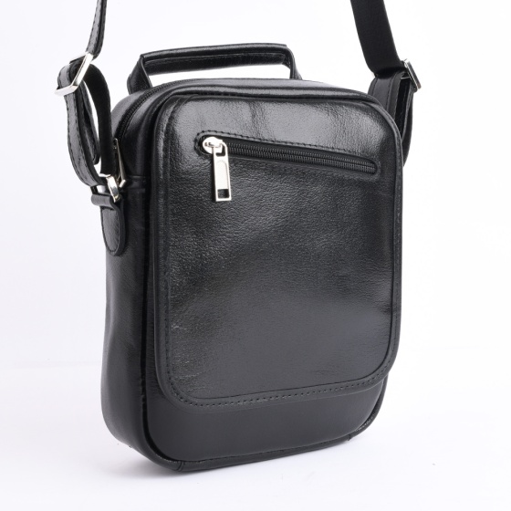 کیف کراس بادی مردانه طرح فارا چرم ساده مشکی