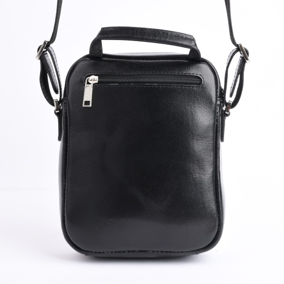 کیف کراس بادی مردانه طرح فارا چرم ساده مشکی