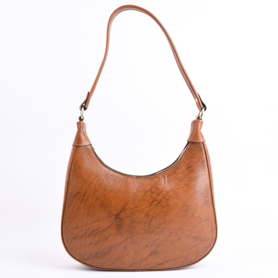 کیف دوشی زنانه طرح فریال چرم ساده عسلی