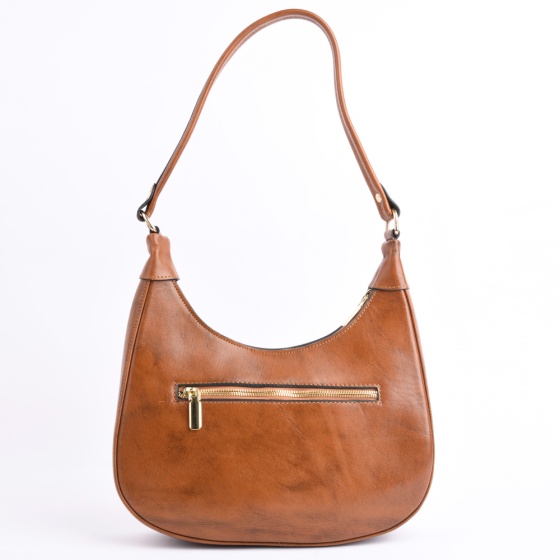 کیف دوشی زنانه طرح فریال چرم ساده عسلی