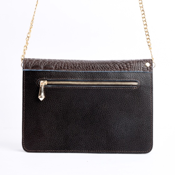 کیف مجلسی زنانه طرح 5273 چرم فلوتر قهوه ای تیره