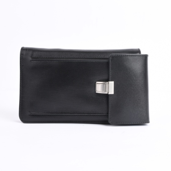 کیف پاسپورتی دور زیپ چرم مشکی ساده