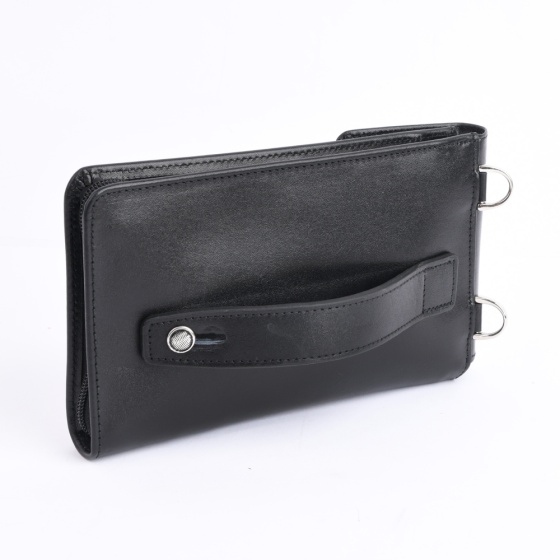 کیف پاسپورتی دور زیپ چرم مشکی ساده