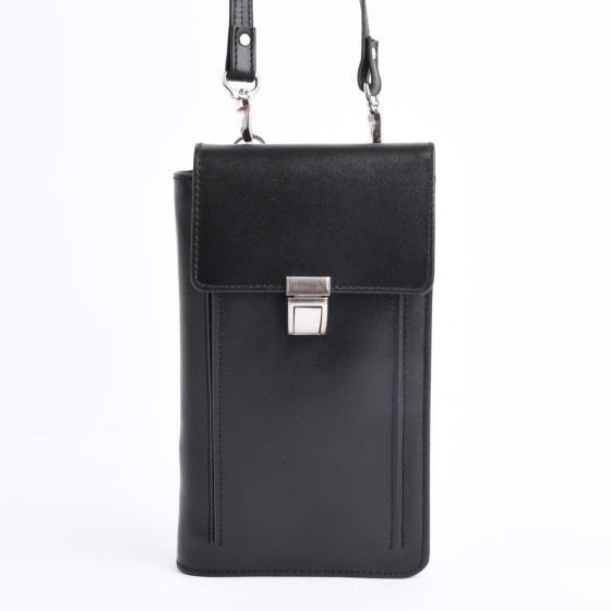 کیف پاسپورتی دور زیپ چرم مشکی ساده