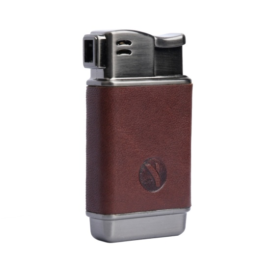 فندک گازی بدنه چرم قهوه ای