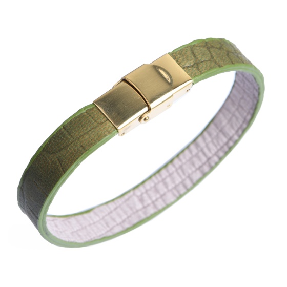 دستبند چرم کروکودیل سبز