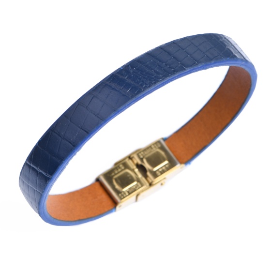 دستبند چرم سورمه ای لیزارد