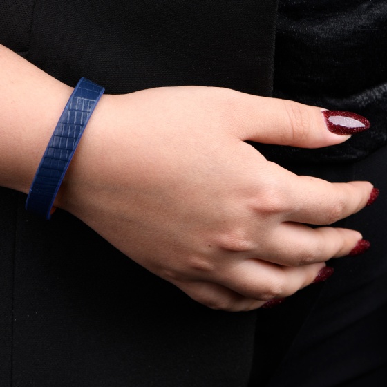 دستبند چرم سورمه ای لیزارد