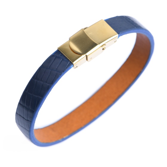 دستبند چرم سورمه ای لیزارد