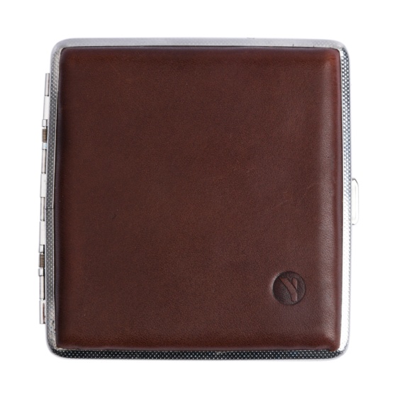 جعبه سیگار چرم قهوه ای ساده
