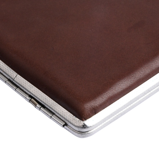 جعبه سیگار چرم قهوه ای ساده