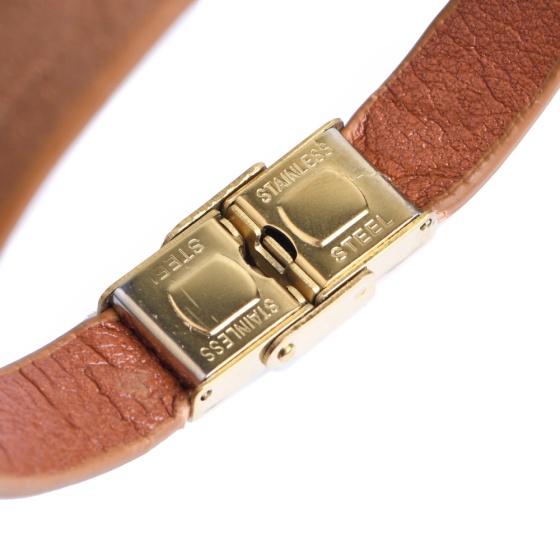 دستبند چرم کروکودیل عسلی