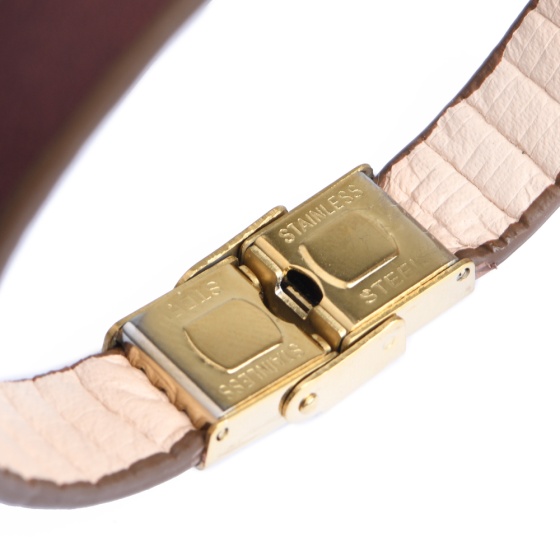 دستبند چرم قهوه ای ساده