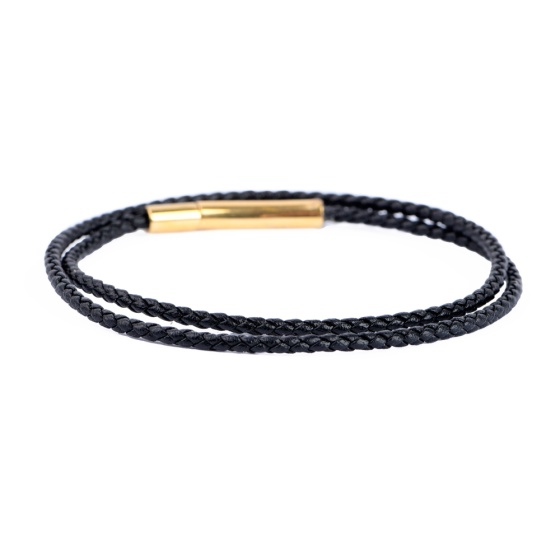 دستبند زنانه دو دور بافت ریز مشکی