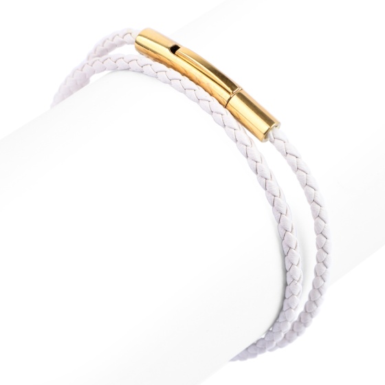 دستبند زنانه دو دور بافت ریز کرم