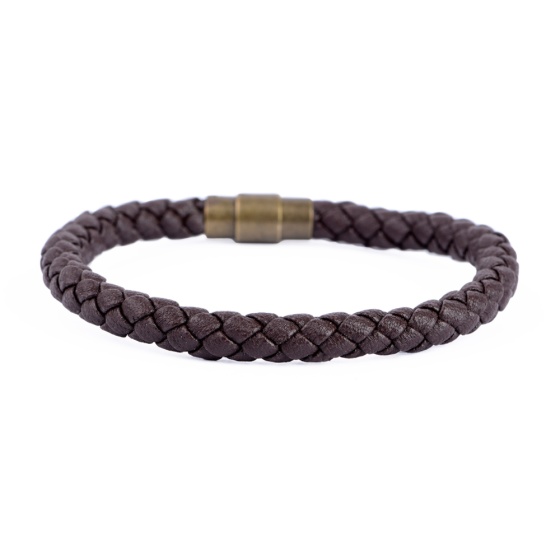 دستبند بافت قهوه ای براق