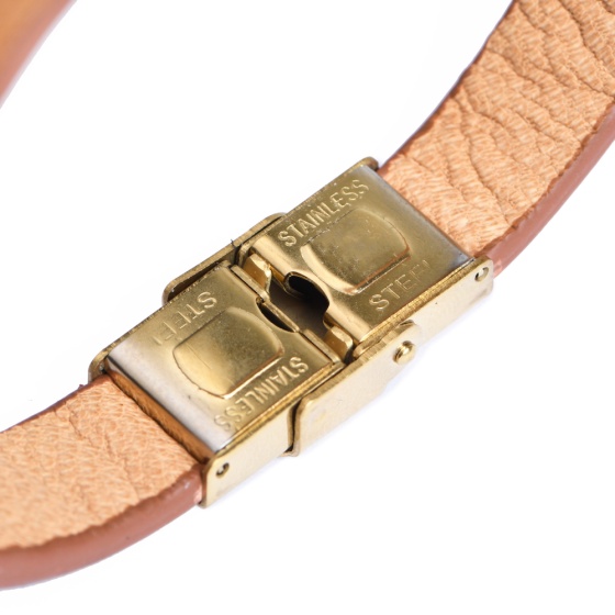 دستبند چرم عسلی ساده