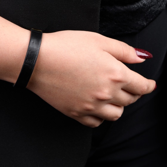 دستبند چرم مشکی کروکودیل