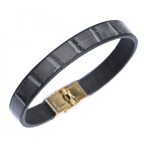 دستبند چرم خاکستری کروکودیل