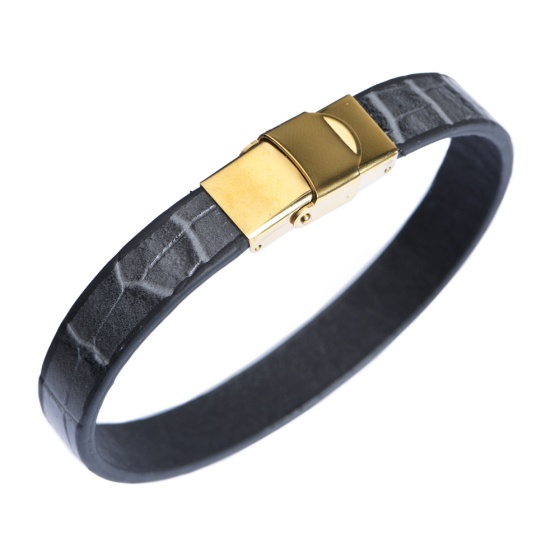 دستبند چرم خاکستری کروکودیل