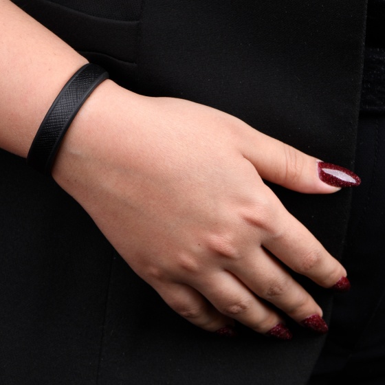 دستبند چرم مشکی مونت بلانک