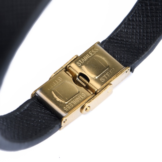 دستبند چرم مشکی مونت بلانک