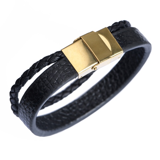 دستبند چرم 67 مشکی فلوتر