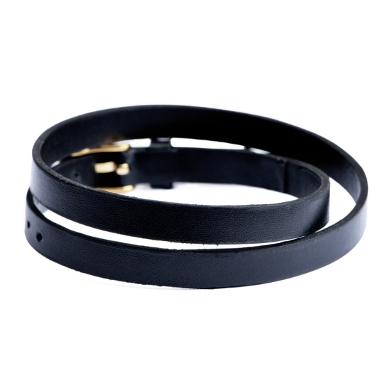 دستبند چرم دو دور ساده مشکی