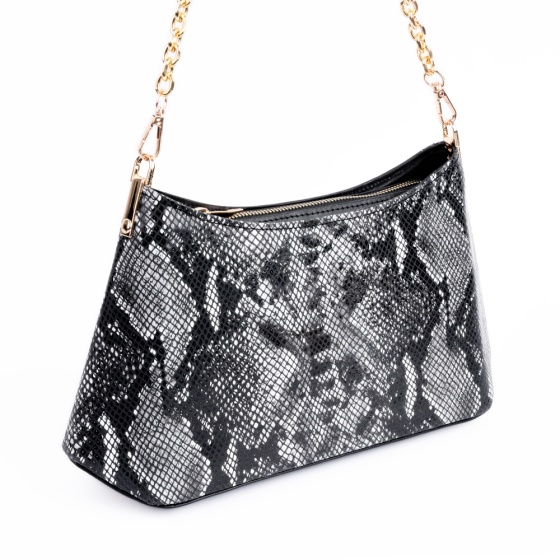 کیف دوشی مجلسی زنانه مدل آندیا چرم پوست ماری مشکی