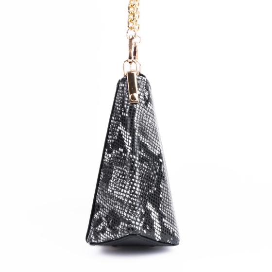 کیف دوشی مجلسی زنانه مدل آندیا چرم پوست ماری مشکی