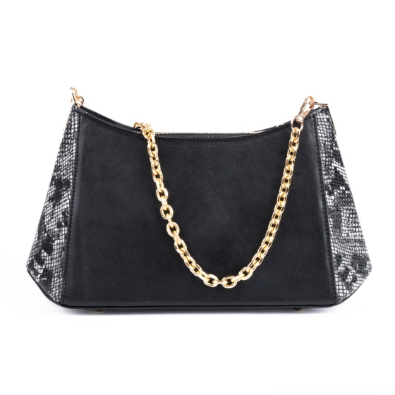 کیف دوشی مجلسی زنانه مدل آندیا چرم پوست ماری مشکی