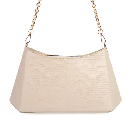 کیف دوشی مجلسی زنانه مدل آندیا چرم لیزارد کرم