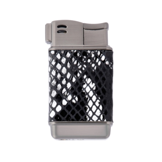 فندک گازی بدنه چرم پوست ماری مشکی