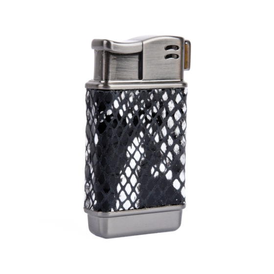 فندک گازی بدنه چرم پوست ماری مشکی