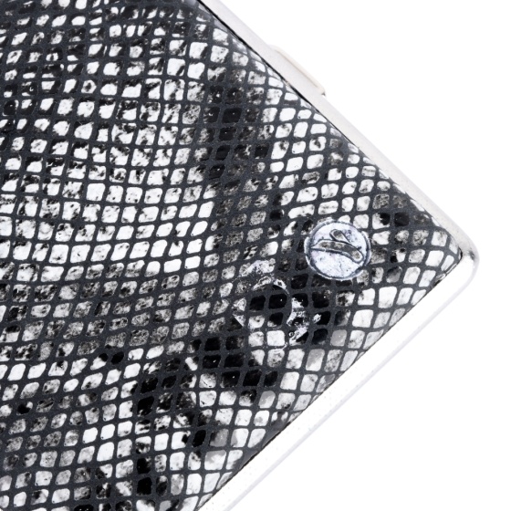 جعبه سیگار چرم پوست ماری مشکی