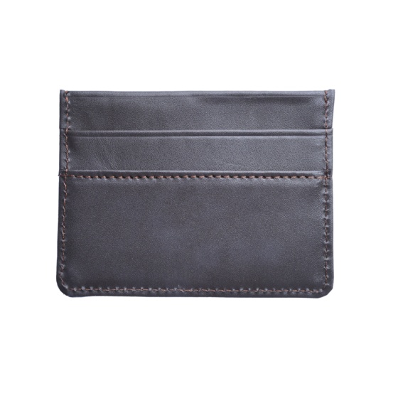 کیف کارت چرم قهوه ای ساده