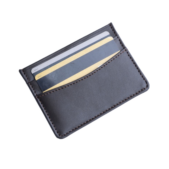 کیف کارت چرم قهوه ای ساده