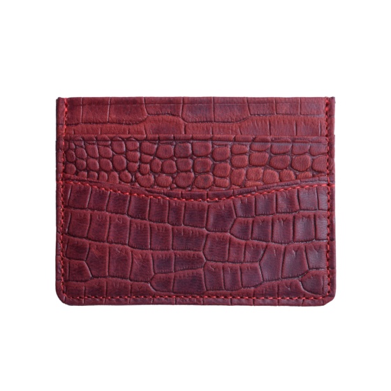 کیف کارت چرم زرشکی کروکودیل