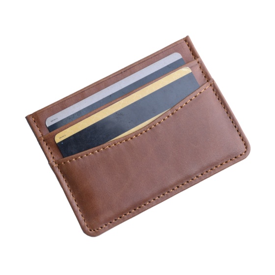 کیف کارت چرم عسلی ساده