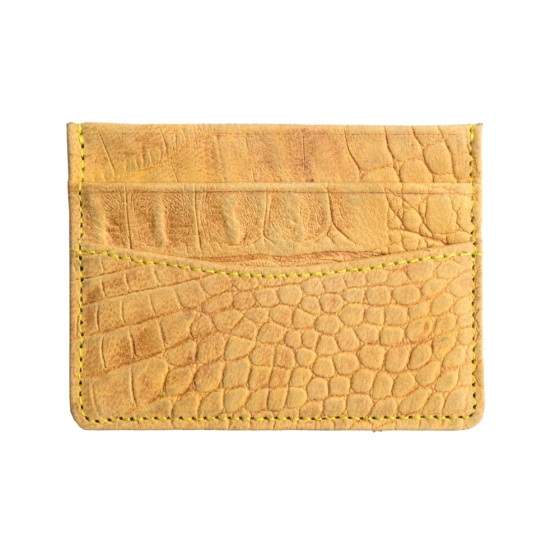 کیف کارت چرم زرد کروکودیل