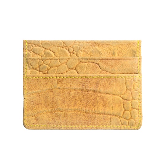 کیف کارت چرم زرد کروکودیل