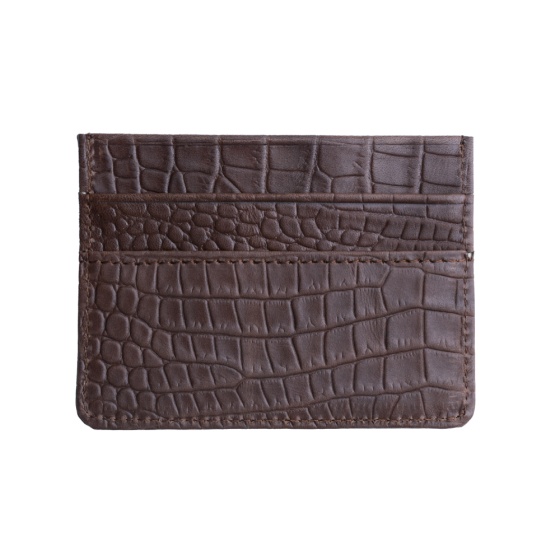 کیف کارت چرم قهوه ای کروکودیل