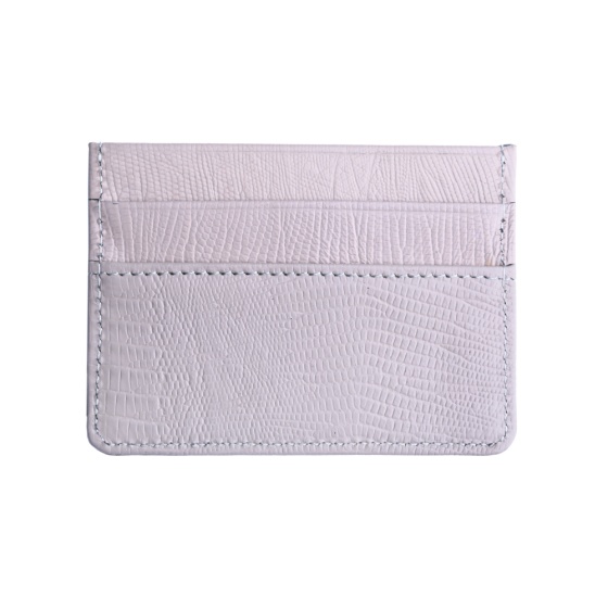 کیف کارت چرم خاکستری لیزارد