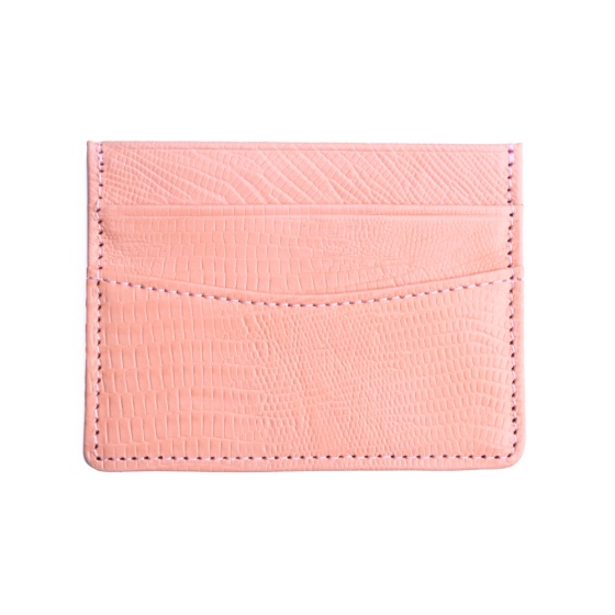 کیف کارت چرم صورتی لیزارد