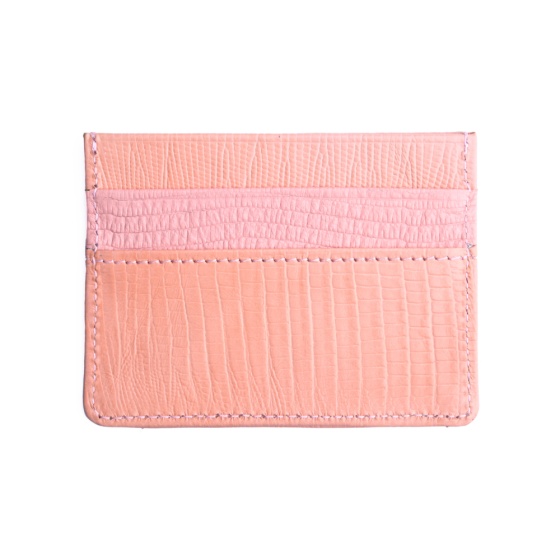 کیف کارت چرم صورتی لیزارد