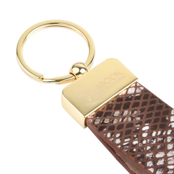 جاکلیدی چرم پوست ماری قهوه ای